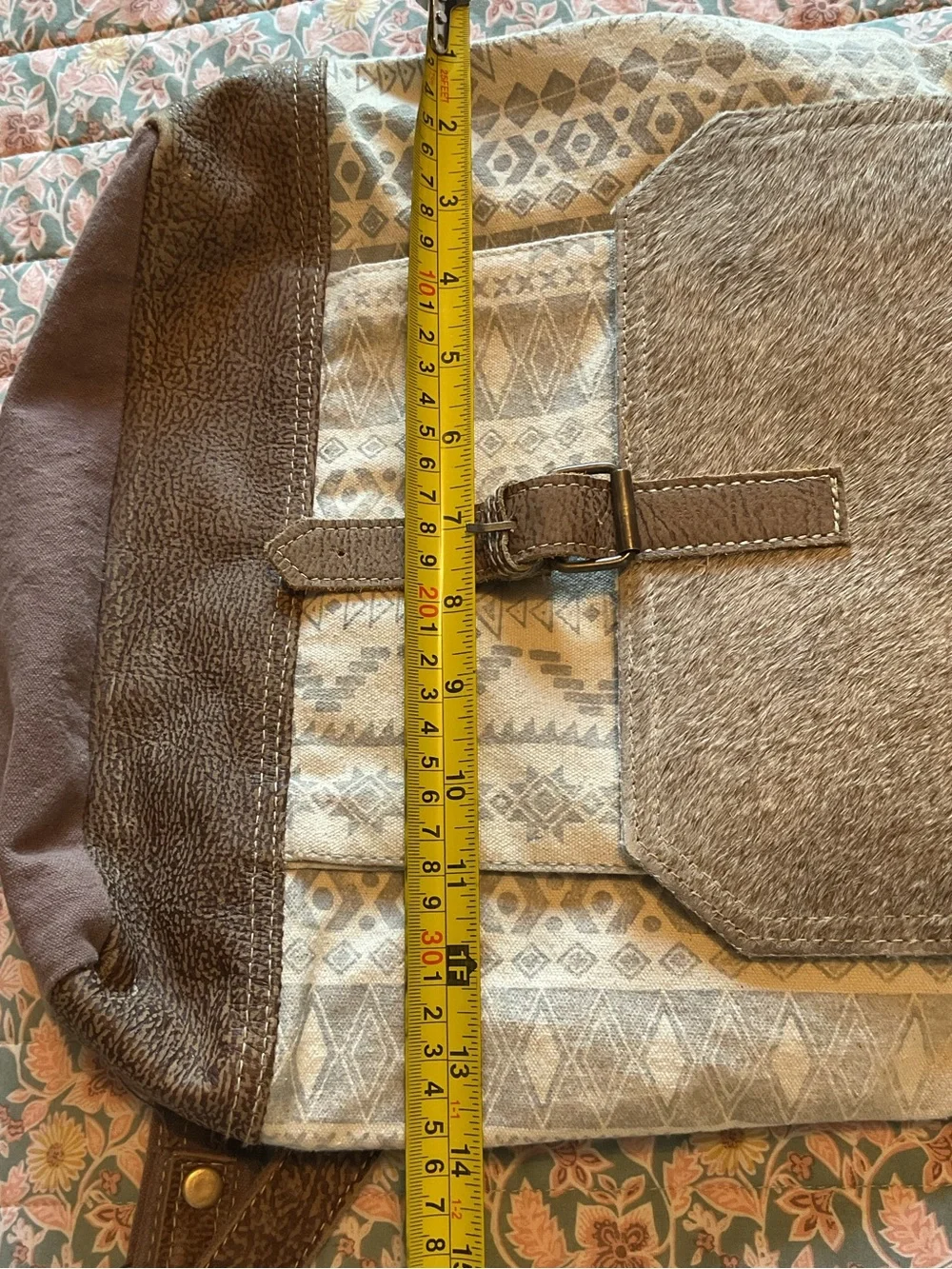 Myra Bag Canvas Cowhair Leather Backpack Boho Southwest